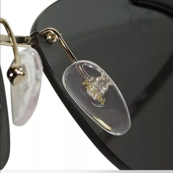 $430 Prada Hibiscus Sunglasses Black + Gold Square Rimless Dark Mirror Lens NWT - Picture 9 of 13